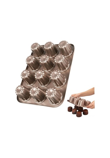 Besthome1 12 Lü Karbon Çelik Fırın Kalıbı - Kanel, Ekmek, Muffin, Kek İçin - 35x26.5 Cm - 230 C Isı Dayanıklı Diğer