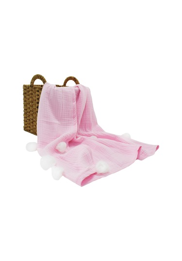 Ezh Pamuklu 4 Kat Müslin Bebek Battaniyesi 120 X 110 Cm Pembe