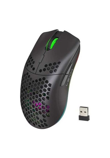 Besthome1 2.4g Siyah Kablosuz Oyun Fare Rgb, Şarj Edilebilir, Petek Tasarım Usb Tak Çalıştır Sağ El Diğer