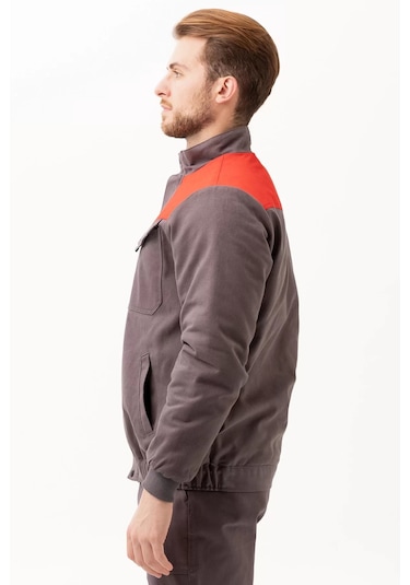 Kışlık İş Mont Grituruncu Kapitone Astarlı Avensis Astar Rüzgar Geçirmez Montu Kıyafeti Gri-Kırmızı