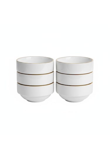 Özel Tasarım Porselen Gold Detaylı Sunumluk / Kahve Yanı Lokumluk & Şekerlik Altın - Beyaz