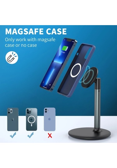 Motion003 Manyetik Akıllı Telefon Standı Siyah 18 29cm 25 4cm 360 Derece Döner Alüminyum Siyah