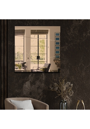 Ayna | Bronz Ayna | Tasarım Kanallı - Kare Ayna | 60Cm X 60Cm Bronz