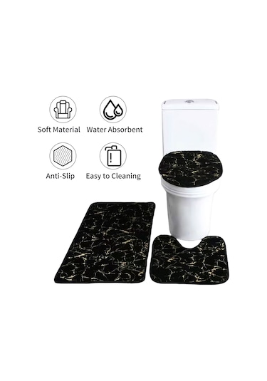 Neevoyu Beyaz Yumuşak Polyester Banyo Seti: Su Emici Banyo Halısı, Tuvalet Örtüsü Ve U Şekilli Paspas - Kaymazsız Tabanlı, Kolay Temizlenir Beyaz