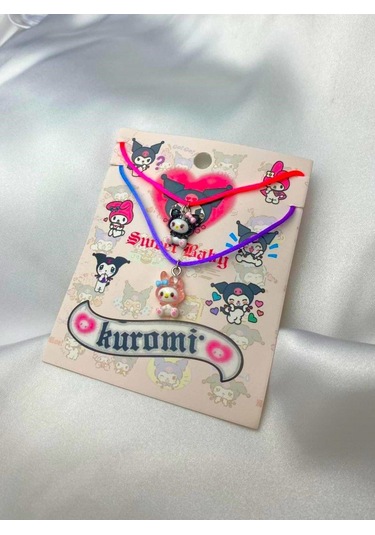 Kuromi & Melody Renkli İpli Bff Kolye Seti Çok REnkli