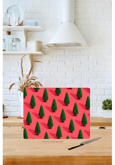 Saban Çam Ağacı Desenli Cam Kesim Tablası  30 x 40 CM