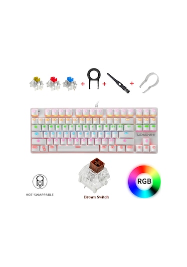 K550 Mekanik Oyuncu Klavyesi -değiştirilebilir Switch- Rainbow Rgb Aydınlatma-87 Tuş - Brown Switch