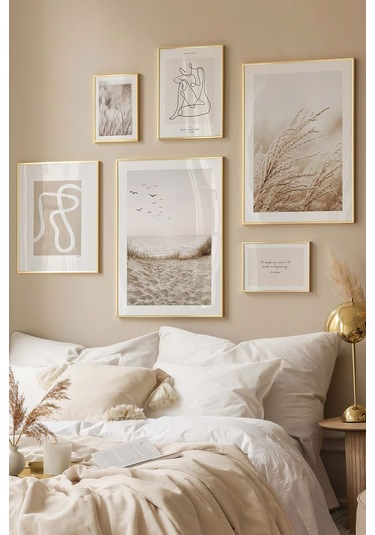 Artavessa 6 Parça Ahşap Çerçeve Görünümlü Mdf Tablo Seti - CRCVSZARTEVESSASTKO32