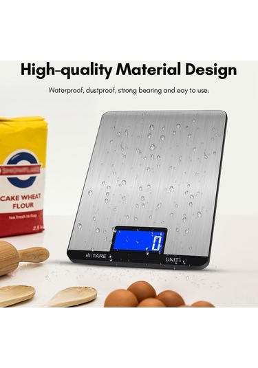 Novahub Yüksek Hassasiyetli Usb Şarjlı Dijital Mutfak Terazisi, 7 Birim, Paslanmaz Çelik, 5kg Kapasite, Lcd Ekran, Kolay Kullanım Siyah