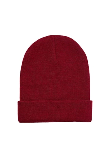 Unisex Kışlık Bordo Katlamalı Bere Bordo