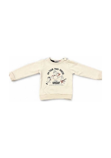 Cantoy Erkek Bebek Winter Yazılı Pamuklu Sweatshirt-14658 Gri