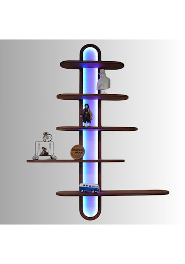 Duvar Rafı Led Li Kahverengi