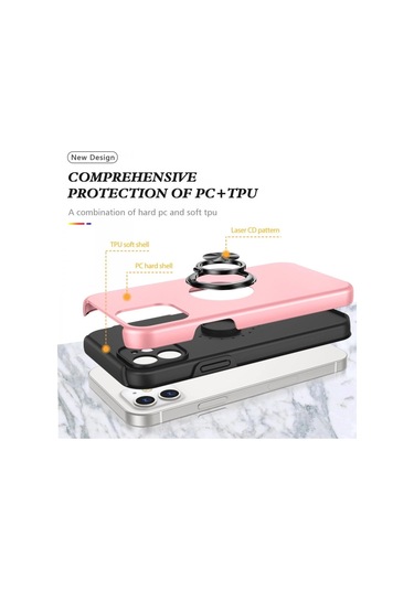 Apple iPhone Uyumlu 12 Kılıf Elit Yüzüklü Kapak - Pembe