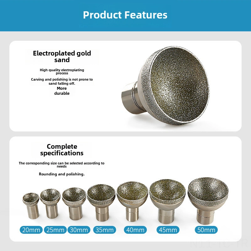 Skycity Kömürlü Taş, Bal Wax Ve Jade Taşları İçin Elektroplated Elmas Kaplı Yuvarlak Kesici Ucu - 30mm Köşe Freze Taş Heykelcilik Aleti