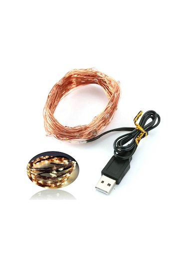 Mufunye Noel Dekorasyonu, 5 Metre 50 Işıklı Isıtıcı Beyaz Işık Halkası