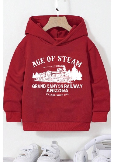 Age Of Baskılı Erkek - Kız Çocuk Rahat Kalıp Sweatshirt Kırmızı