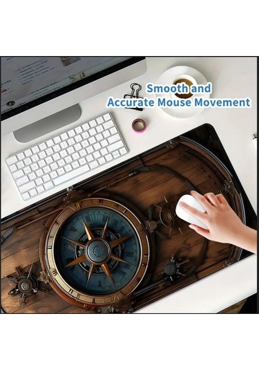 Sge Teknoloji 90x40 Cm Denizci Dümen Tasarımı Kaydırmaz Taban Speed Yüzey Oyuncu Mouse Pad Gaming