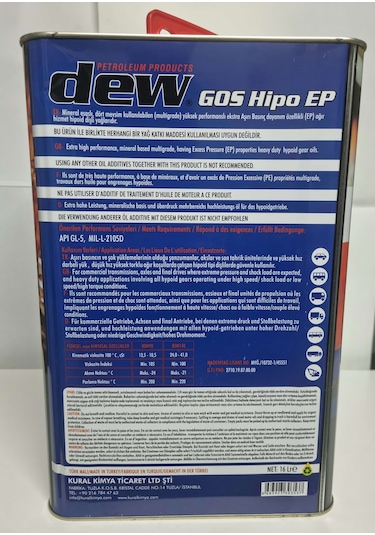Dew Gos Hipo Ep 80W-90 GL-5 Şanzıman Yağı 16 L Teneke