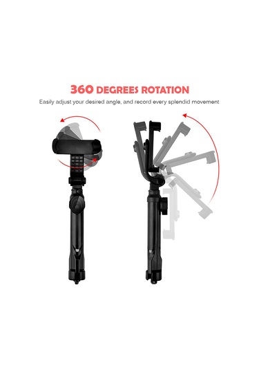 Xindoker Golf Vuruş Hareketlerini Kaydetmek İçin Taşınabilir Akıllı Telefon Tutucu - Uzayabilir Tripod İle Kablosuz Fjär Kontrol - Siyah