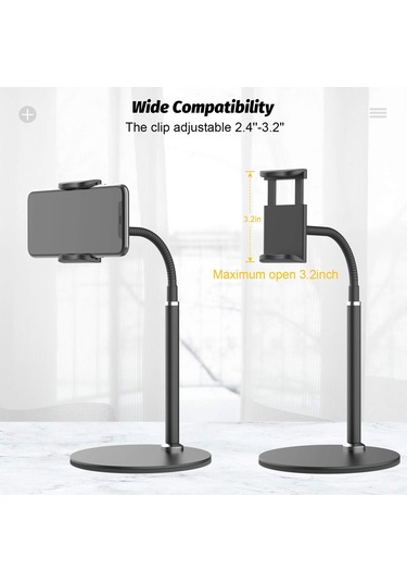 Cbtx Esnek Gooseneck Telefon Tutucu Standı 360 Derece Dönen Masaüstü Telefon Braketi - Siyah