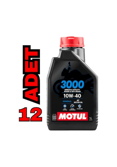 Motul 3000 10W-40 4T Motosiklet Motor Yağı 1 L - 12 Adet
