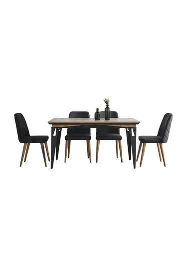 Ada Yemek Odası Takımı Yemek Masası + 4 Adet Sandalye Kahverengi