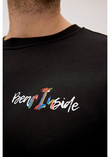 Bad Bear Splashy Baskılı Erkek Sweatshirt - Siyah