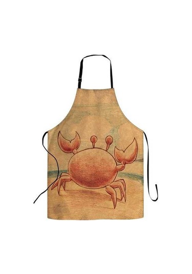 Fastbuy Ayarlanabilir Boyunlu Önlük, Konforlu Ev Stilinde Turuncu Yengeç Desen Diğer