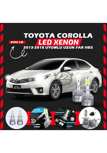 Toyota Corolla 2013-2018 Uzun Far Uyumlu Şimşek Etkili Led Xenon Performance Series Hb3
