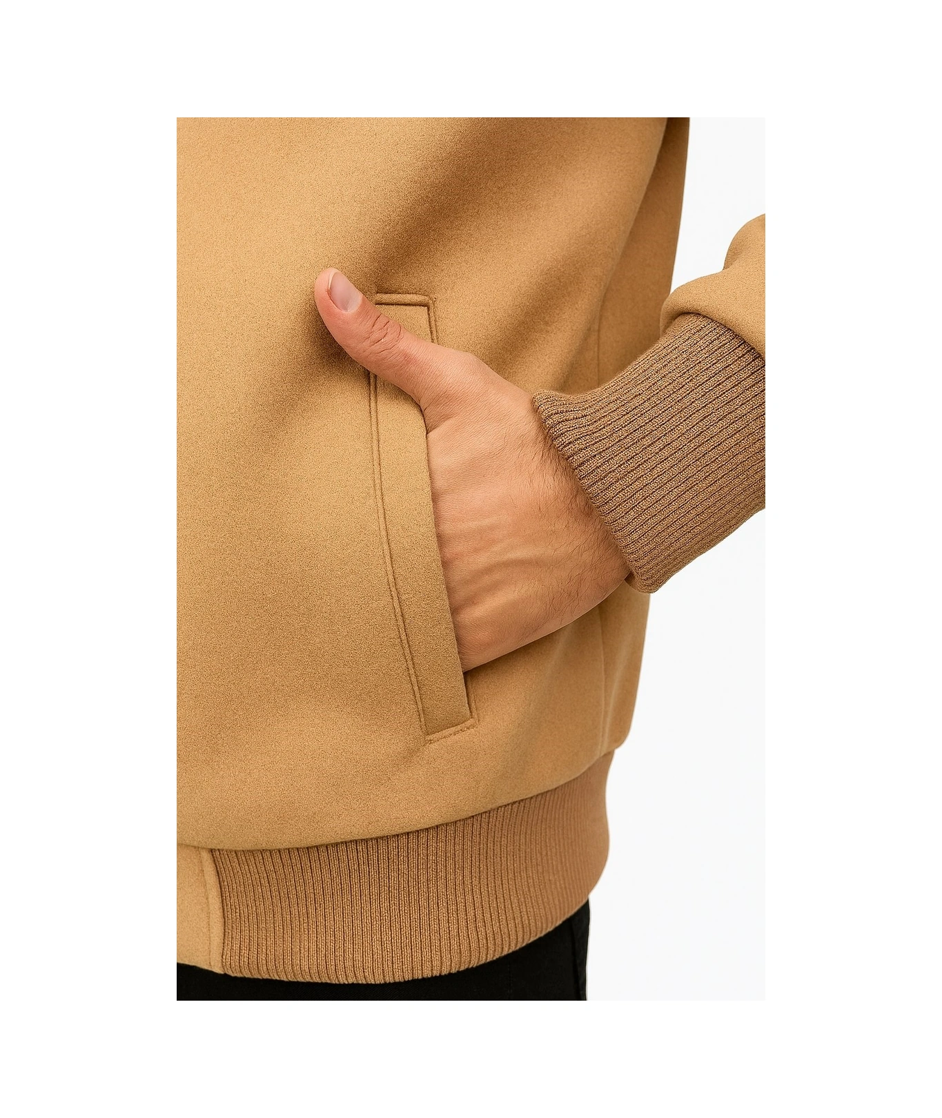 Erkek Kaşe Mont Kürklü Yaka Astarlı Fermuarlı Kışlık Ceket Plus Scorpion Açık Bej