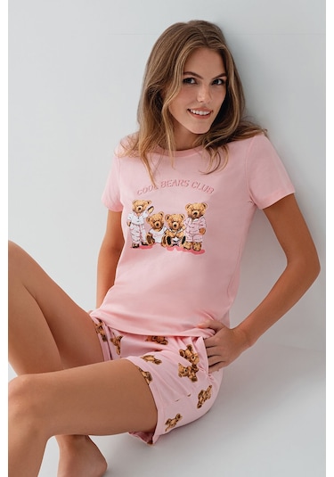 Rolypoly Kadın Pembe Şort Takım Rp3816-s-v2 Pembe