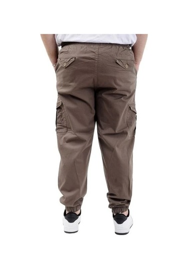 Büyük Beden Keten Kargo Jogger Valencia 21911 Toprak Toprak