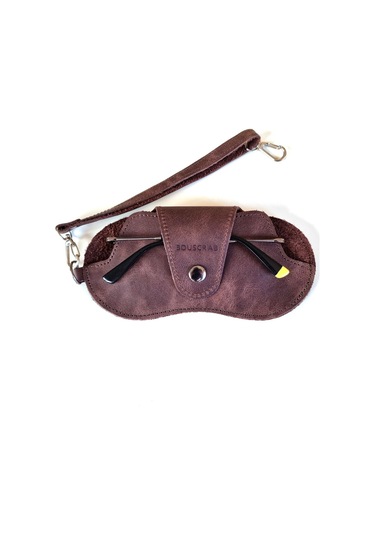 Bouscrab Gerçek Deri Özel Tasarım Gözlük Kılıfı Acı Kahverengi