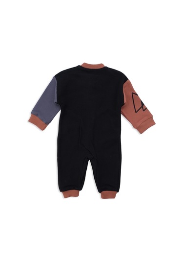 Erkek Bebek Bermuda Üçgeni Özgün Geometri Desenli Çıtçıtlı Tulum 001
