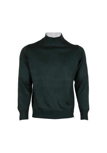 Erkek Yeşil Kazak Yarım Balıkçı Yünlü Klasik Normal Kesim Rar0079