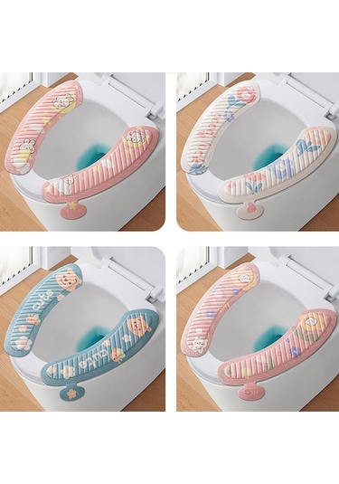 Sones Eva Yapışkanlı Tuvalet Pedi Dört Mevsim Evrensel Karikatür Sevimli Su Geçirmez Tuvalet Stickerı, Stil: Pembe Ay Tavşanı