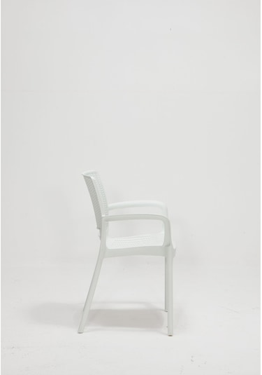 Rattan Beyaz Kollu 4 Sandalye Masa Takımı - Bahçe&Balkon&Teras Beyaz