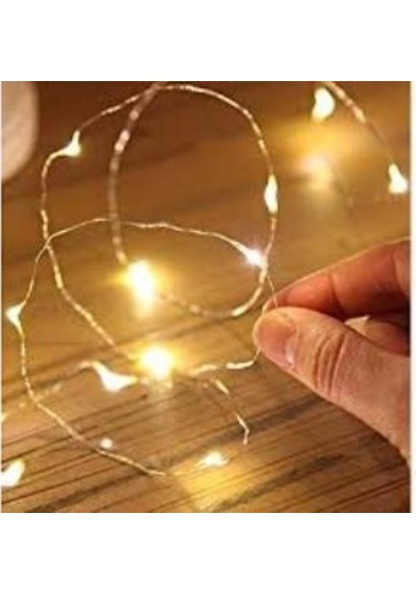 Şeffaf Kablolu Gün Işığı Sarı Renk Pilli Peri Led Işık 5  Metre