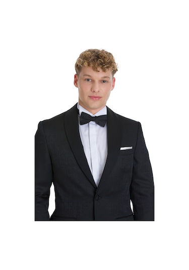 Hatemoğlu Siyah Slim Fit Çıkma Sivri Yaka Klasik Damatlık 36035 Siyah