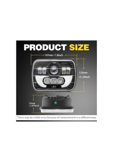 Motion003 Lupuauto 1 Adet 12.7x17.78cm Led Kare Baslikli Far Beyaz Drl H4 Farlar Kamyon Offroad