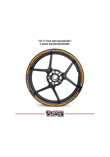 Motosiklet Jant Şeridi Jant Sticker Dekor Model Parçalı Desen Sticker Set Turuncu