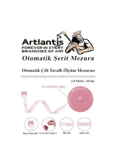 Otomatik Şerit Mezura 1.5 Metre Sarı Renk 1 Adet Yuvarlak Cep Mezurası 150 Cm Mezro Terzi Metresi Vücut Ölçüm Metresi