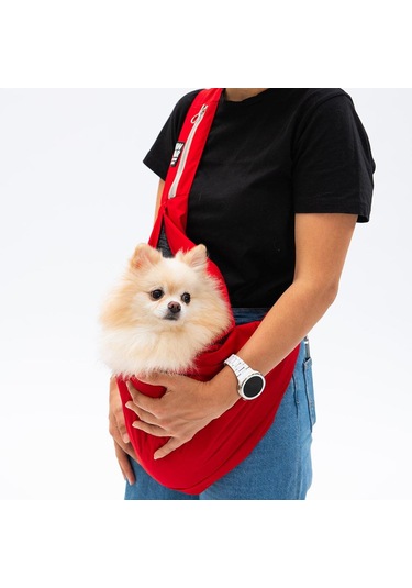 Pawstar Kırmızı Crossbody Küçük Irk Köpek Çapraz Taşıma Çantası