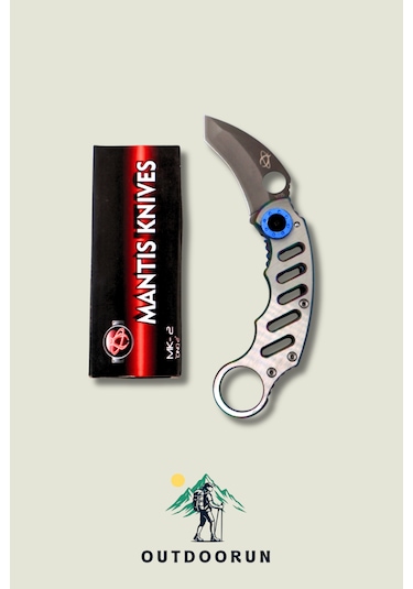 Gümüş Renkli Metal Yassı Kamp Çakı Açık Gri