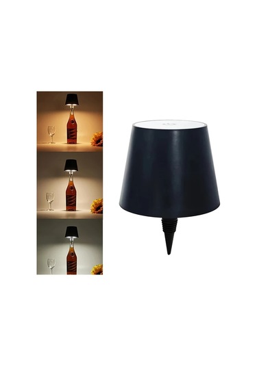 Honeybeeshop Siyah Kablosuz Sarap Sisesi Lambasi 2024 Yeni 3 Renkli Adim Adim Karartma Sarj Edilebilir Dokunmatik Led Masa Lambasi Restoranlar Icin Siyah