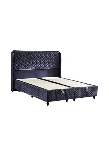 Baklava Lüks Baza Ve Başlık Seti 120x200 Cm Tek Kişilik Metal Baza Ve Başlık Takımı Antrasit Kumaş