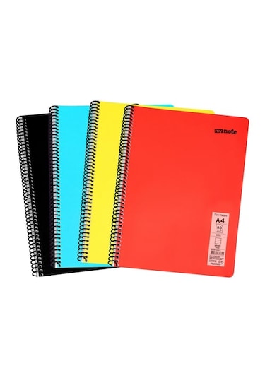 Mynote Flex Neon Defter A4 80 Sayfa 4'lü Defter Seti 2 Kareli +