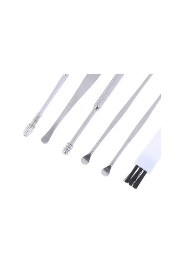 Ollevra 6 Parça Paslanmaz Çelik Kulak Balmumu Toplayıcı Çıkarıcı Temizleyici Bakımı Çubuk Seti Gri
