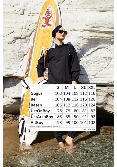 Spor Likra Tam Kapalı Tesettür Mayo Kimber 1202 Siyah Siyah06 Siyah