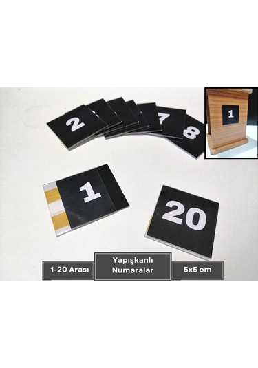 Şeffaf Etiket Yapışkanlı İsimlik Etiketlik Ve 1-20 Siyah Numaralar Dolap İçin